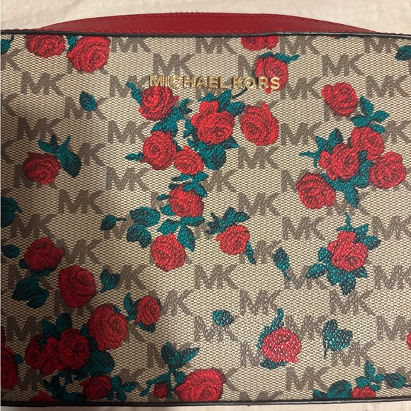 Michael Kors Red and Teal Floral Crossbody Bag - Picture 2 of 8